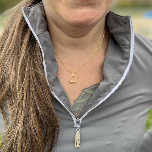 Gold Stirrup Necklace - Picture 3 of 3